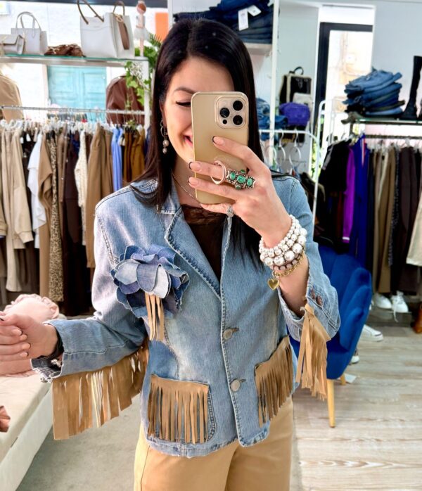 Blazer Vintage in denim con frange Susy Mix