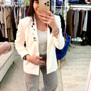 Blazer a Taglio Dritto con Applicazioni Color Latte Susy Mix