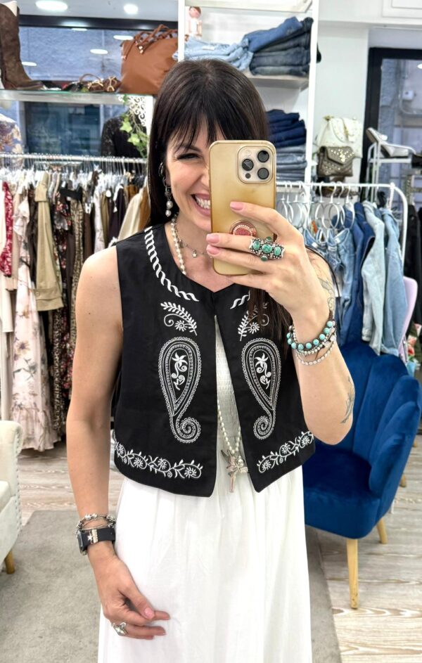 Gilet in cotone con ricamo Dixie