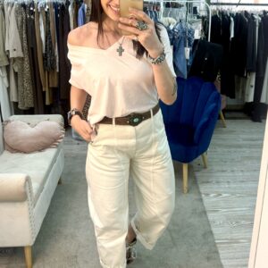 Motel pantalone baloon con cinta turchese