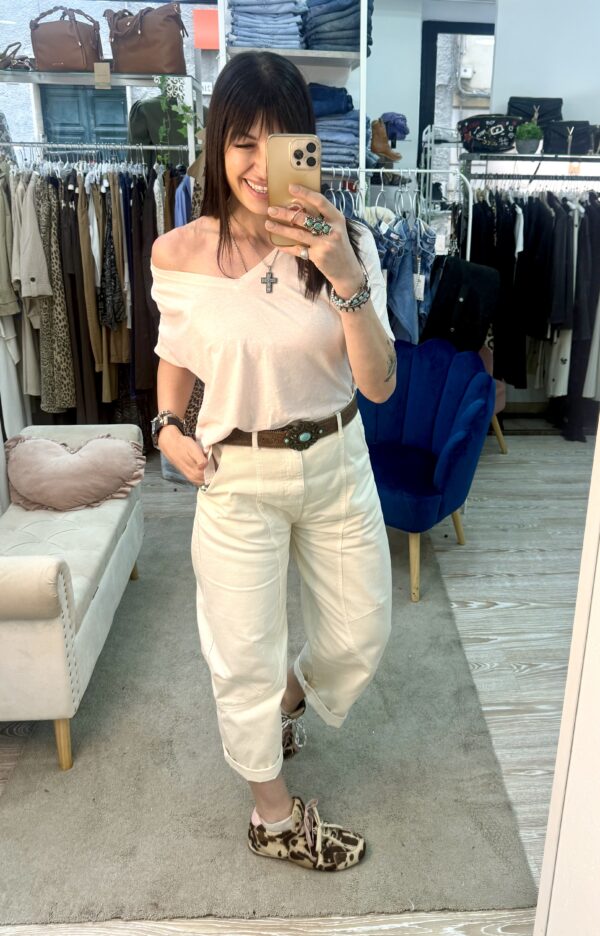Motel pantalone baloon con cinta turchese