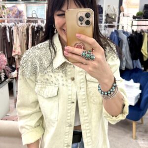 Susy mix giubbino denim over strass