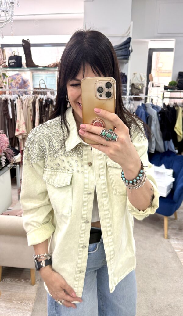 Susy mix giubbino denim over strass