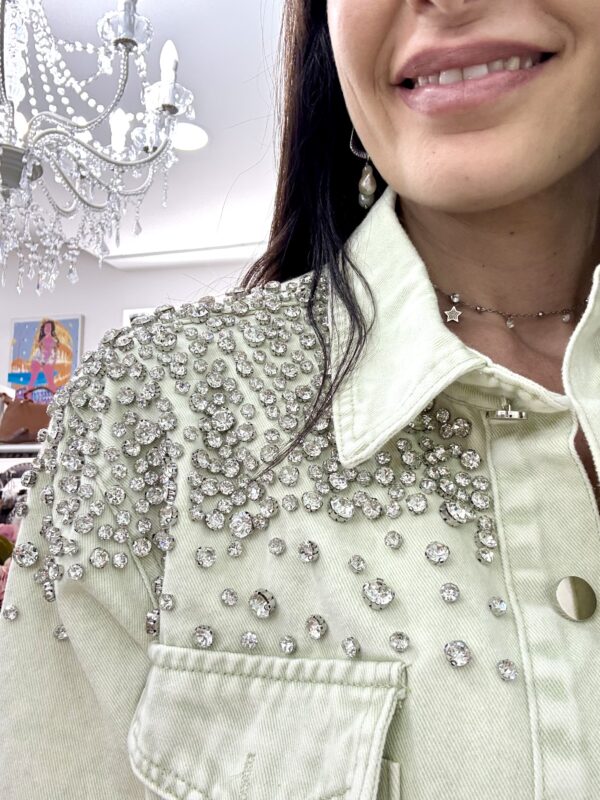 Susy mix giubbino denim over strass - immagine 2