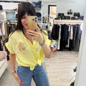 Camicia in puro lino con spilla Motel