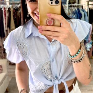 Camicia in cotone con decorazione ricamo Susy mix