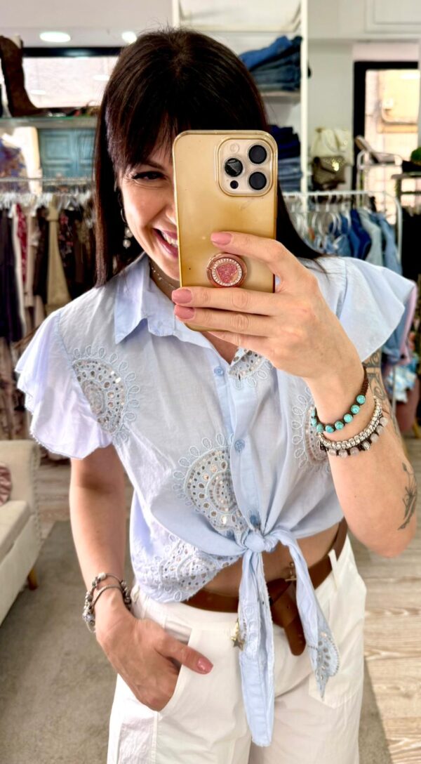 Camicia in cotone con decorazione ricamo Susy mix