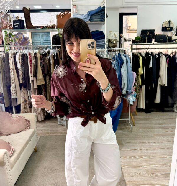 Camicia in cotone leggerissimo con ricamo Susy mix