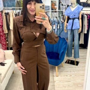 Completo 3 pezzi giacca, top crop e pantalone Susy mix