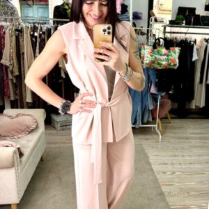 Completo fluido gilet lungo e pantalone Susy mix