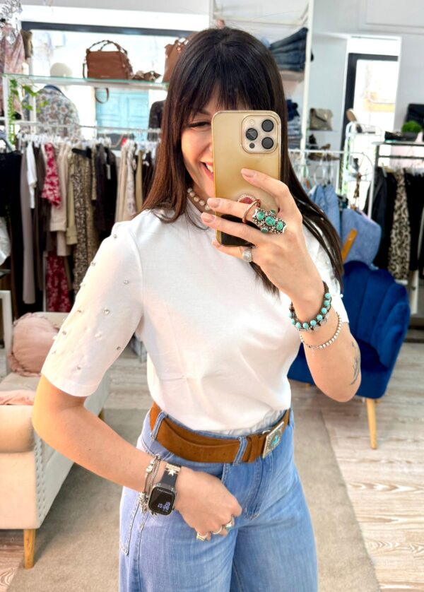 T-shirt applicazioni perle e strass - immagine 2