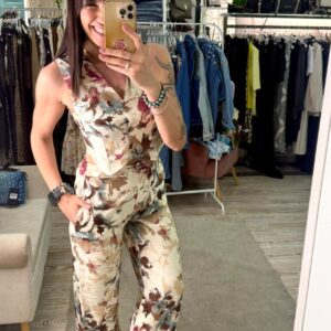 Completo gilet e pantalone lino e viscosa Susy Mix