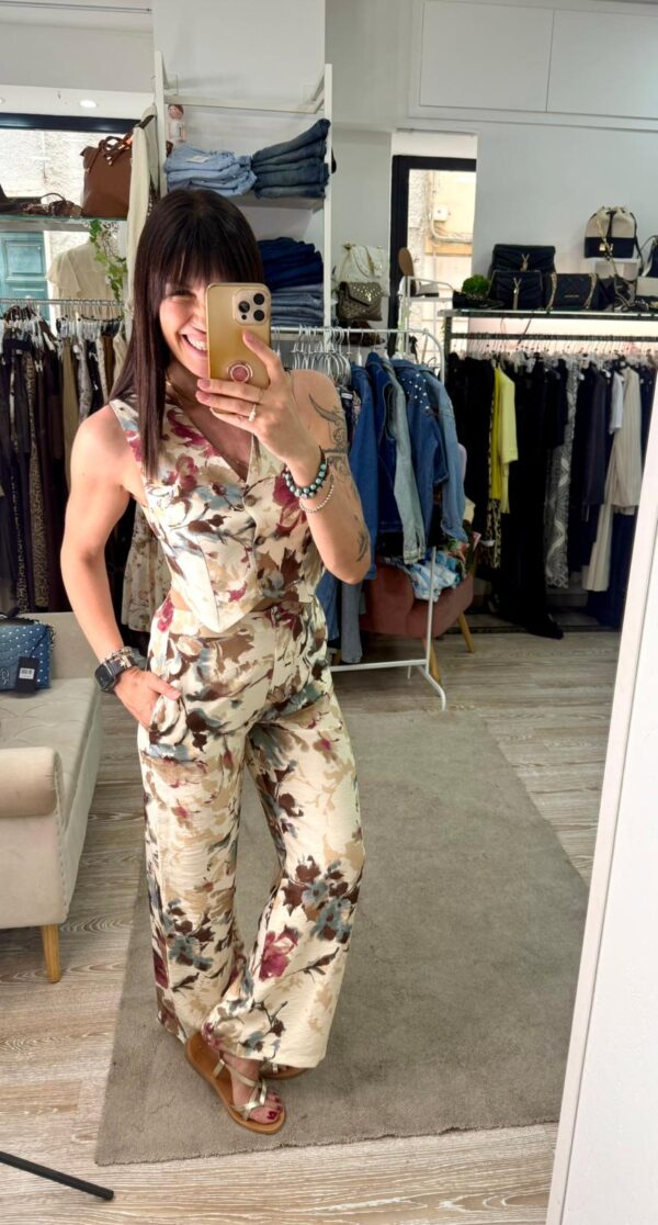 Completo gilet e pantalone lino e viscosa Susy Mix