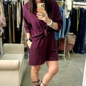 Coordinato camicia + bermuda in 100% Lino Susy mix