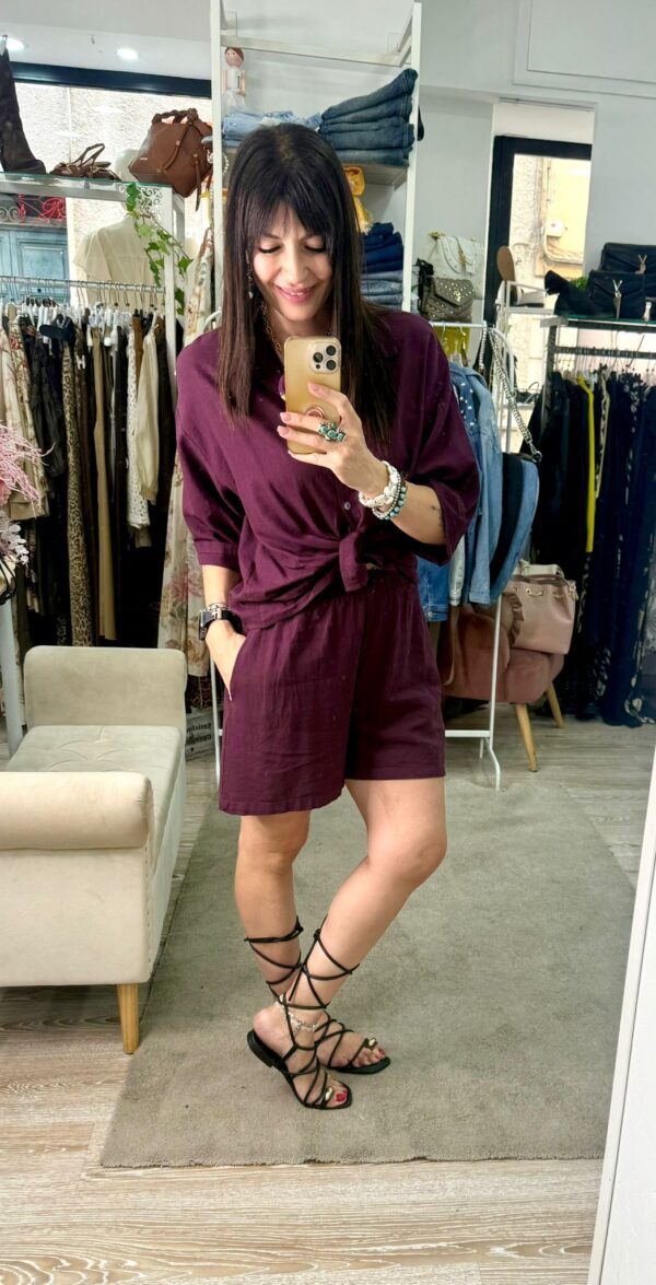 Coordinato camicia + bermuda in 100% Lino Susy mix