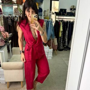 Pantalone modello balloon in lino e viscosa Kontatto