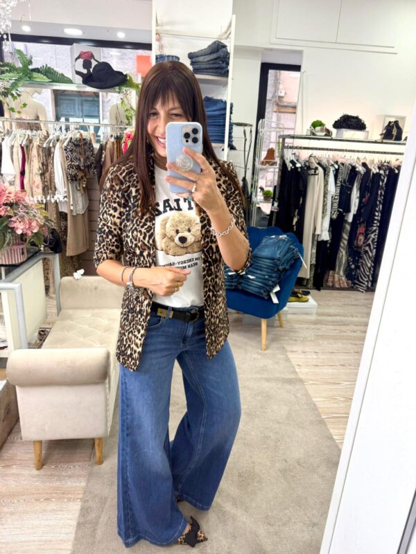 Blazer fantasia animalier con manica arricciata Only