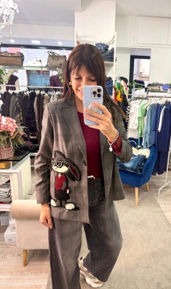 Blazer in check con applicazione Susy mix