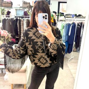 Bomber imbottito con frange Susy mix