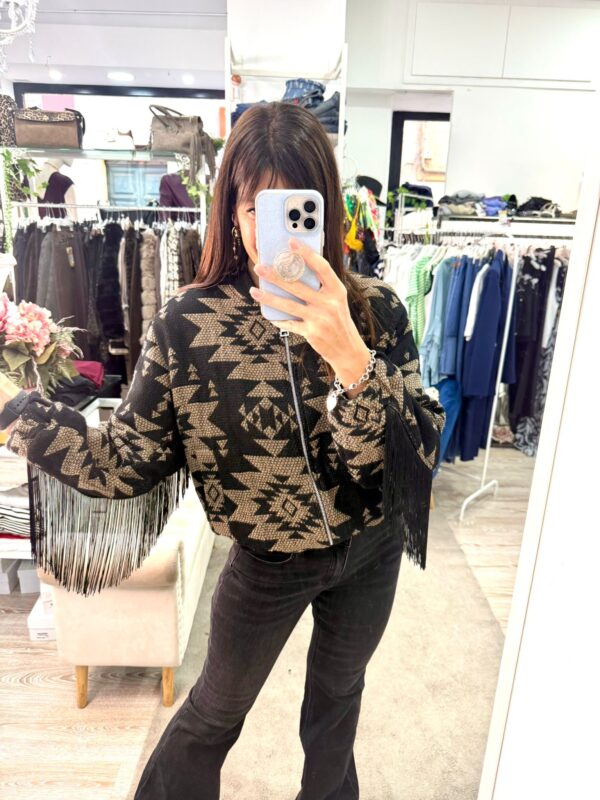 Bomber imbottito con frange Susy mix