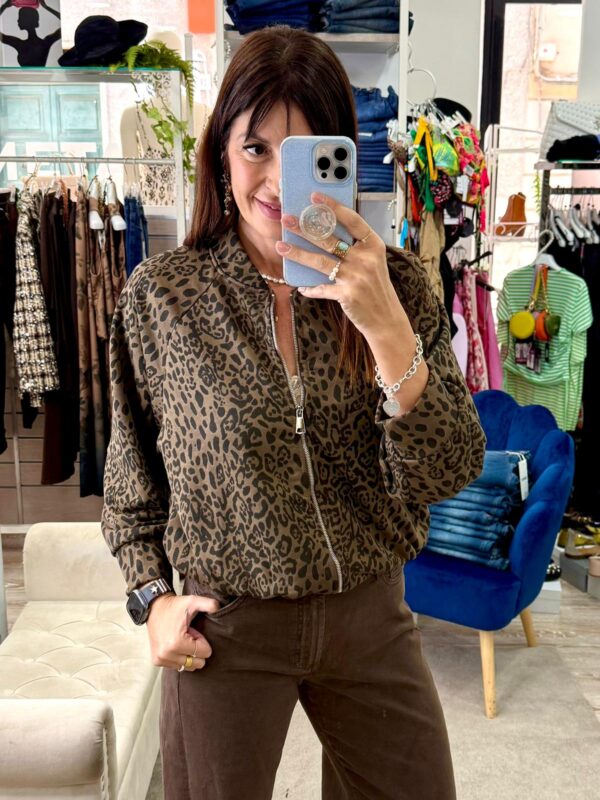 Bomber in felpa animalier