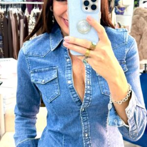 Camicia in denim elasticizzato con bottoni a scatto Only