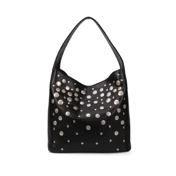 Maxi bag in ecopelle con borchie Gio Cellini