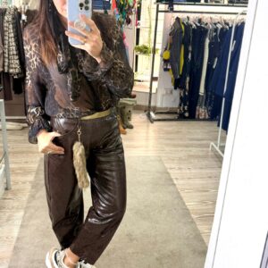 Pantalone baloon in pelle spalmata Motel