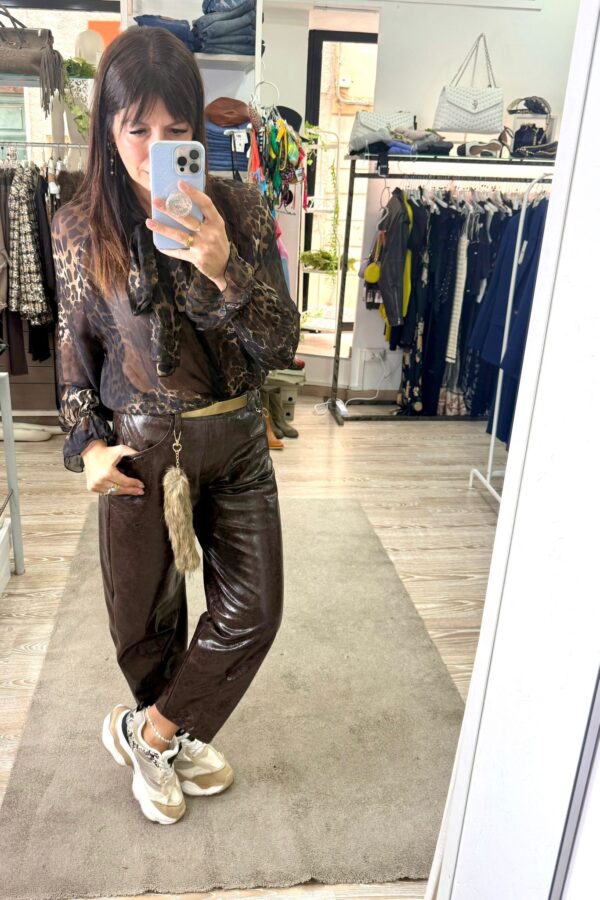 Pantalone baloon in pelle spalmata Motel