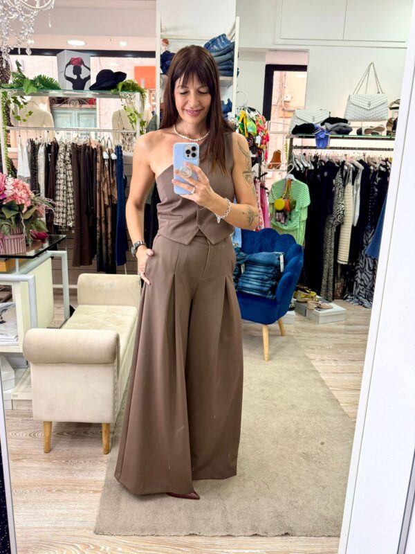 Pantalone gamba larga taupe Imperial