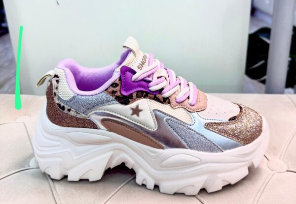 Sneakers con glitter e stella Shop art