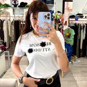 T-shirt 100% cotone fiori tulle Only