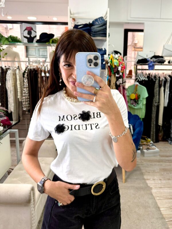 T-shirt 100% cotone fiori tulle Only