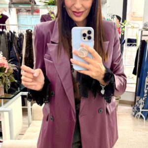 Blazer Simil pelle burgundy doppio petto