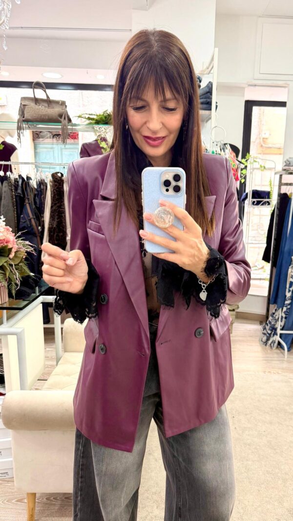 Blazer Simil pelle burgundy doppio petto
