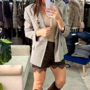 Blazer over con inserti in suede Brend