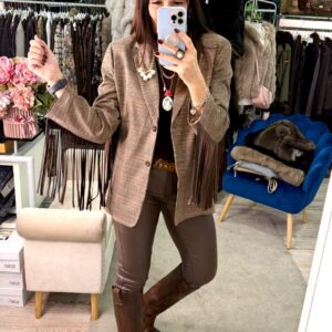 Blazer over con spilla e frange Susy Mix