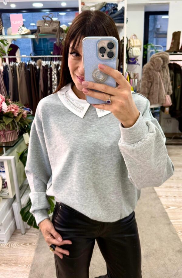 Felpa con colletto strass Only - immagine 2