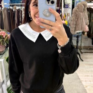 Felpa con colletto strass Only