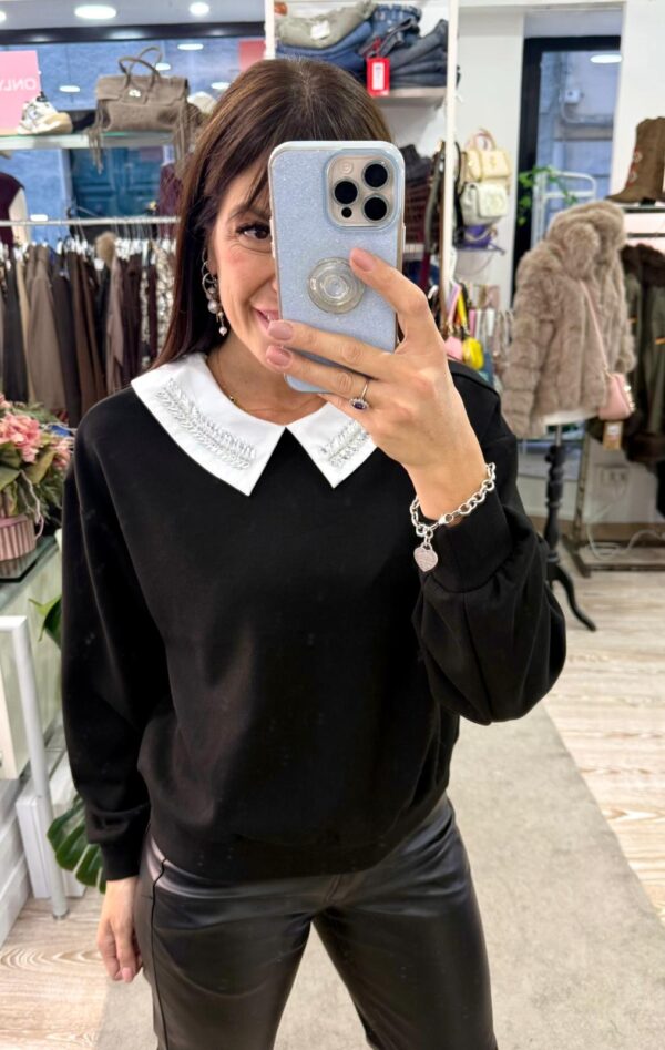 Felpa con colletto strass Only