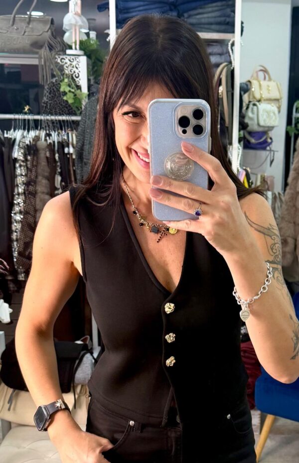 Gilet in neoprene con bottoni martellati oro Only - immagine 2