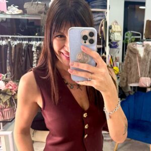 Gilet in neoprene con bottoni martellati oro Only