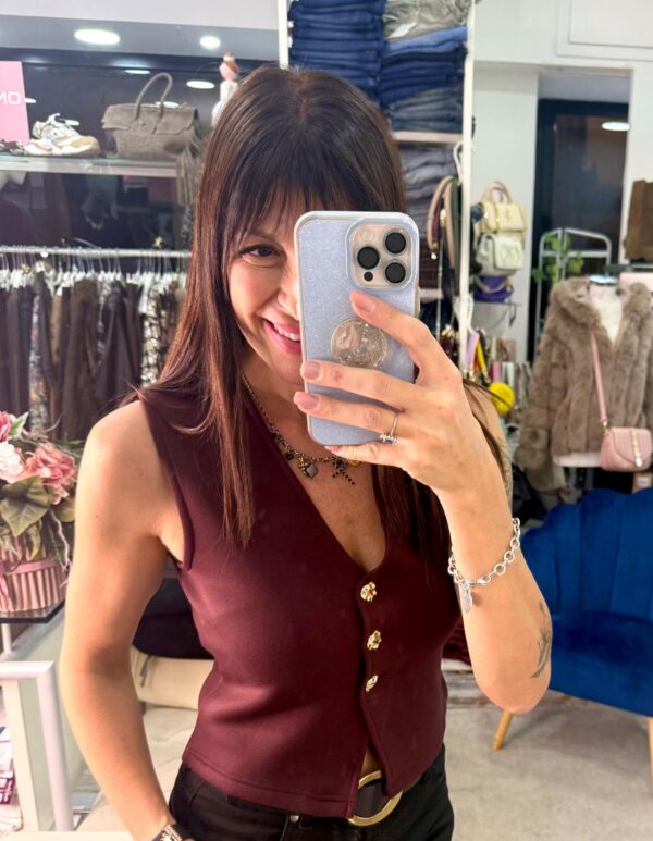 Gilet in neoprene con bottoni martellati oro Only