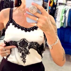 Blusa Lingerie pizzo e e ricamo