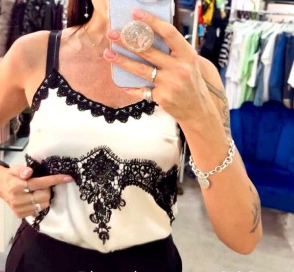 Blusa Lingerie pizzo e e ricamo