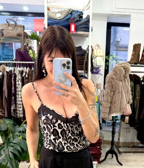 Blusa animalier con tulle Imperial