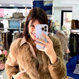 Eco fur con inserto in pelle Only