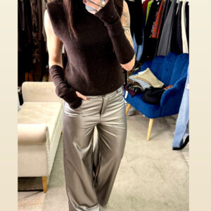 Pantalone Wide Leg simil pelle