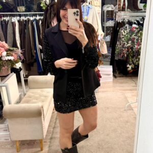 Blazer punto Milano con manica in paillettes