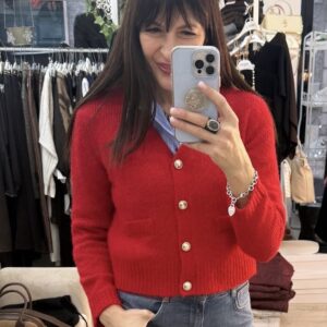 Cardigan bottoni a V